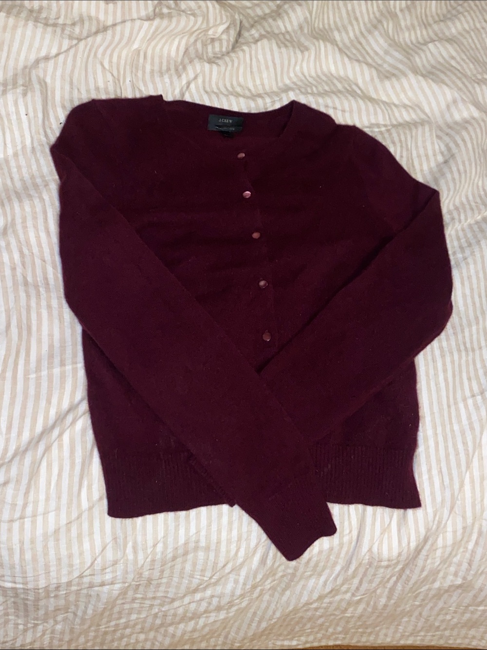 J. Crew Women's Burgundy Button-Front Cashmere Cardigan